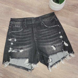 Womens short denim high waist with a classic-5-pocket design Stretch Black color